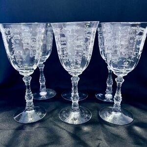 SOLD Vintage Fostoria Set of 6 Water Goblets 7 5/8"